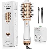 Plavogue Dual Voltage Blow Dryer Brush for European Travel,110V-240V Hot Air Brush with Volumizer, Negative Ionic Anti-Frizz - Styling Brush with Ceramic Coating for Long/Mid Hair Types, Oval Shape