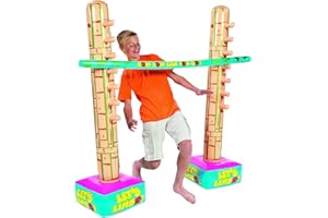 Fun Express Limbo Game for Kids and Adults - 5 Feet Tall Adjustable Carnival Games Set for Birthday Party Games | Outdoor Games for Pool Party, Luau Games & Field Day Activities | 3-Piece Vinyl Kit