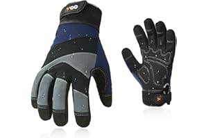 Vgo... Work Gloves Men, Mechanic Gloves for Men, Anti Vibration Gloves for Power tools, Water&Oil Repellent Gardening Gloves 