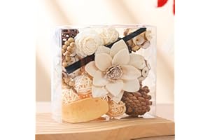 Pretysnow Fall Vanilla Scented Potpourri Bowl Fillers | Sea Salt Dried Flowers | Fragrance Sachet of Petal | White Halloween Vase Decor | Home Fragrance for Bathroom Bedroom Living Room Office (White)