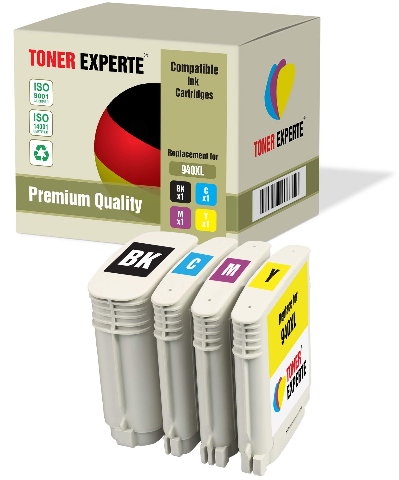 TONER EXPERTE 940XL Ink Cartridges,Compatible Ink Cartridges for Officejet Pro8000,8000W,8500,8500A,8500W,A809,A909a,A909g,A909n,A910a(1 SET Black, Cyan, Magenta, Yellow)