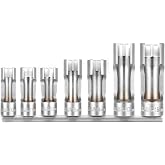 BILITOOLS 7pcs Diesel Injector Fuel Line Socket Set, 3/8" Drive | CR-V Steel for Sensors &amp; Pipes, Non-Slip, Precise Fit, for Thermo/Egt Sensors, Fuel Lines, Bent Pipes, Abs, Brake Line