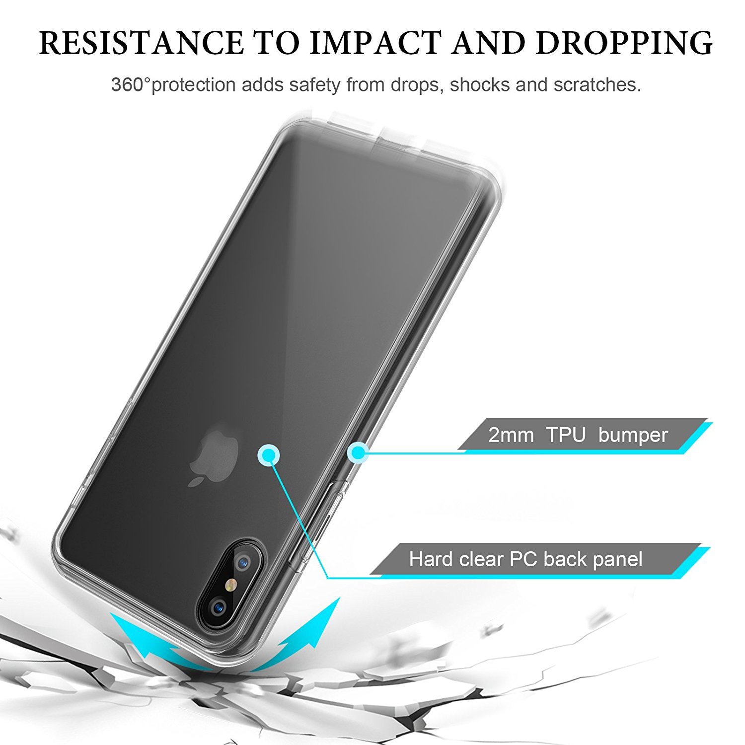 IPhone X case IPhone 10 case Slim crystal clear silicone cover Transparent Premium TPU Soft Rubber Silicone Durable shock Bumper waterproof protective [Support Wireless Charging]