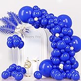 Voircoloria 130pcs Royal Blue Balloons Different Sizes 18" 12" 10" 5" Party Latex Balloons for Birthday Graduation Baby Shower Anniversary Nautical Party Decorations