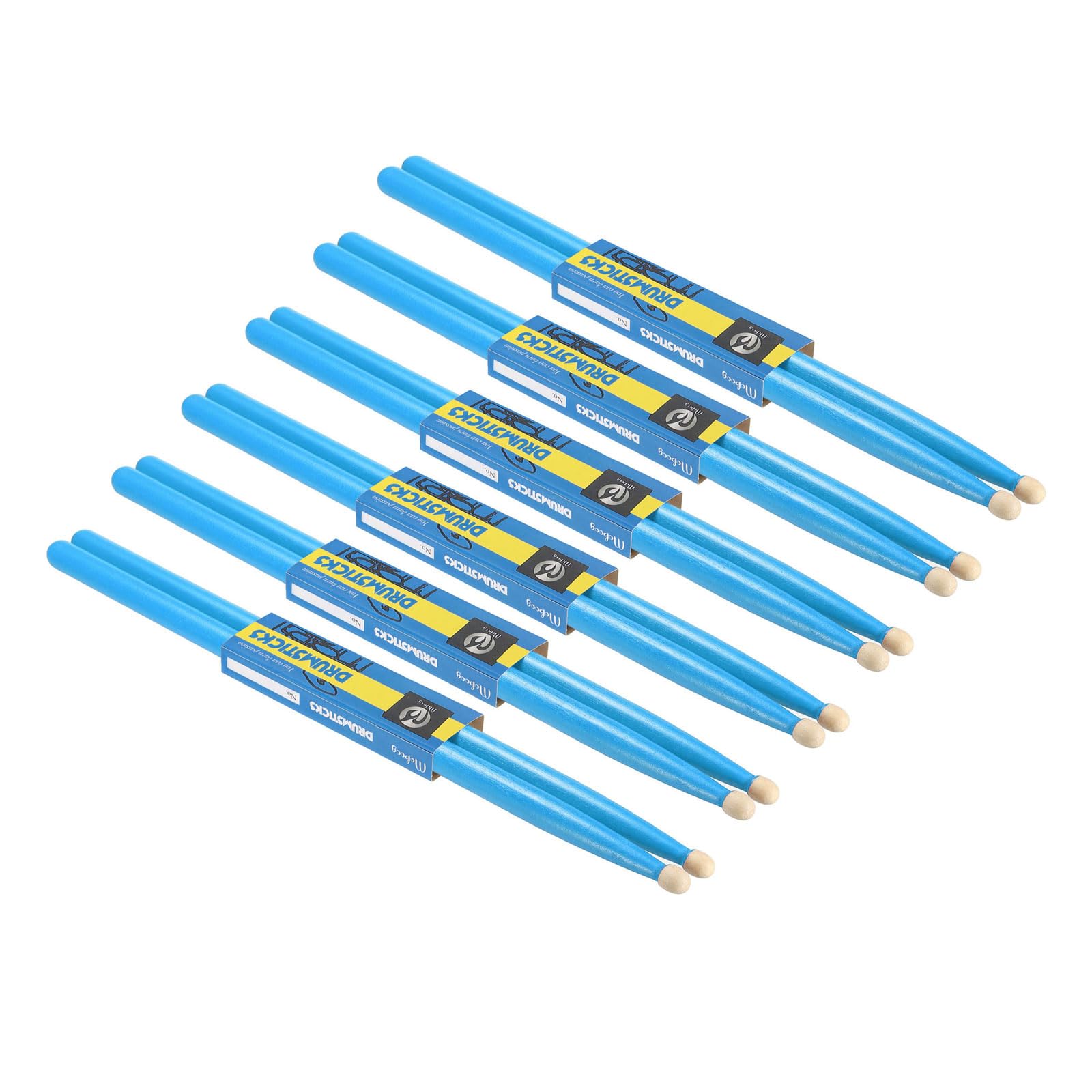 PATIKIL 6 Pairs Maple Wood Drumstick Anti Slip Drum Stick 5A Blue for Drumming Musical Instrument Percussion