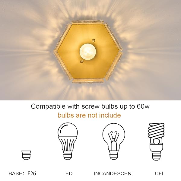 MWZ 1 PACK MODERN GOLD SEMI FLUSH MOUNT CEILING LIGHT FIXTURE WITH HAMMERED GLASS SHADE, 1-LIGHT 10” FARMHOUSE DIMMABLE FLUSH MOUNT LAMP WITH HEXAGONAL METAL CHASSIS FOR KITCHEN ISLAND LAUNDRY