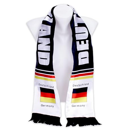 Fanschal Schal Länderschal Deutschlandschal aus Satin in Deutschland-Farben zur Fußball-WM 2018 schwarz-rot-weiß