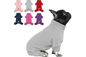cyeollo Dog Pajamas Fleece Dog Pjs Thermal Dog Onesie Stretchy Jumpsuit Doggie Warm Pet Coat Outfits for Winter Cat Apparel Color Grey Small