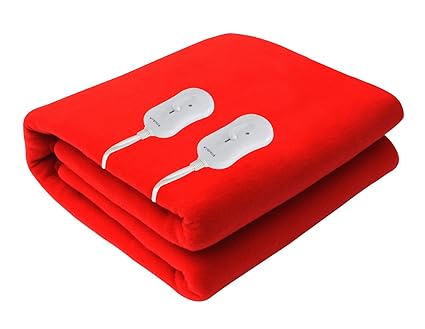 Pindia Double Bed Heating Electric Blanket with Two Controller - Red