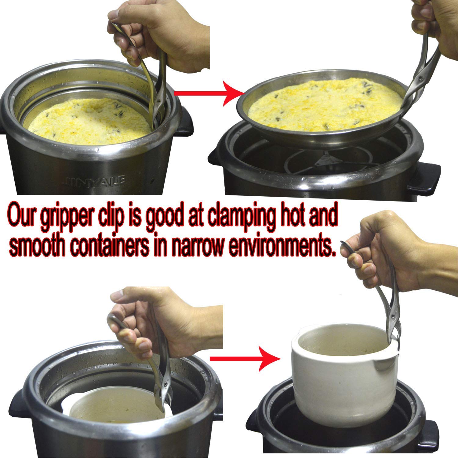 Jubilcuis Scald Proof Tongs, Bowl Clip, 304 Stainless Steel Anti-Scalding Dish Clip, Plate Clamp, Retriever Tongs Gripper Clip for Microwave Oven Air Fryer Instant Hot Pot, Heat Resistant Kitchen Tool