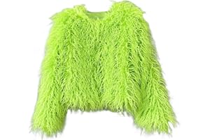 foefaik Winter Fluffy Faux Fur Coat Women's Shaggy Jacket Long Sleeve Outwear