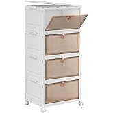 YFXCVSL 4 Tier Plastic Storage Bins with Lid 32QT, Stackable Storage Bins | Plastic Storage Bins with Wheels, Folding Storage Boxes, Organizers and Storage for Living Room,Office,Dorm