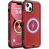 Follaroma for iPhone 13 Case, Compatible with MagSafe, Heavy Duty Shockproof Protective Phone Case, Anti-Drop Protection, Dual Layer Magnetic Phone Cover for iPhone 13, 6.1", Red