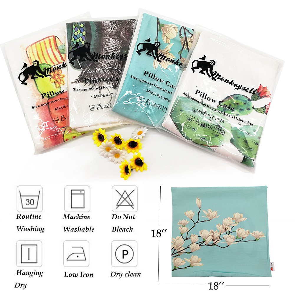 Monkeysell 2018 Original Waterproof Fabric Decoration Pillow cover，Double-sided pattern Cactus + LOVE Throw Pillow Case Cushion Cover 18\