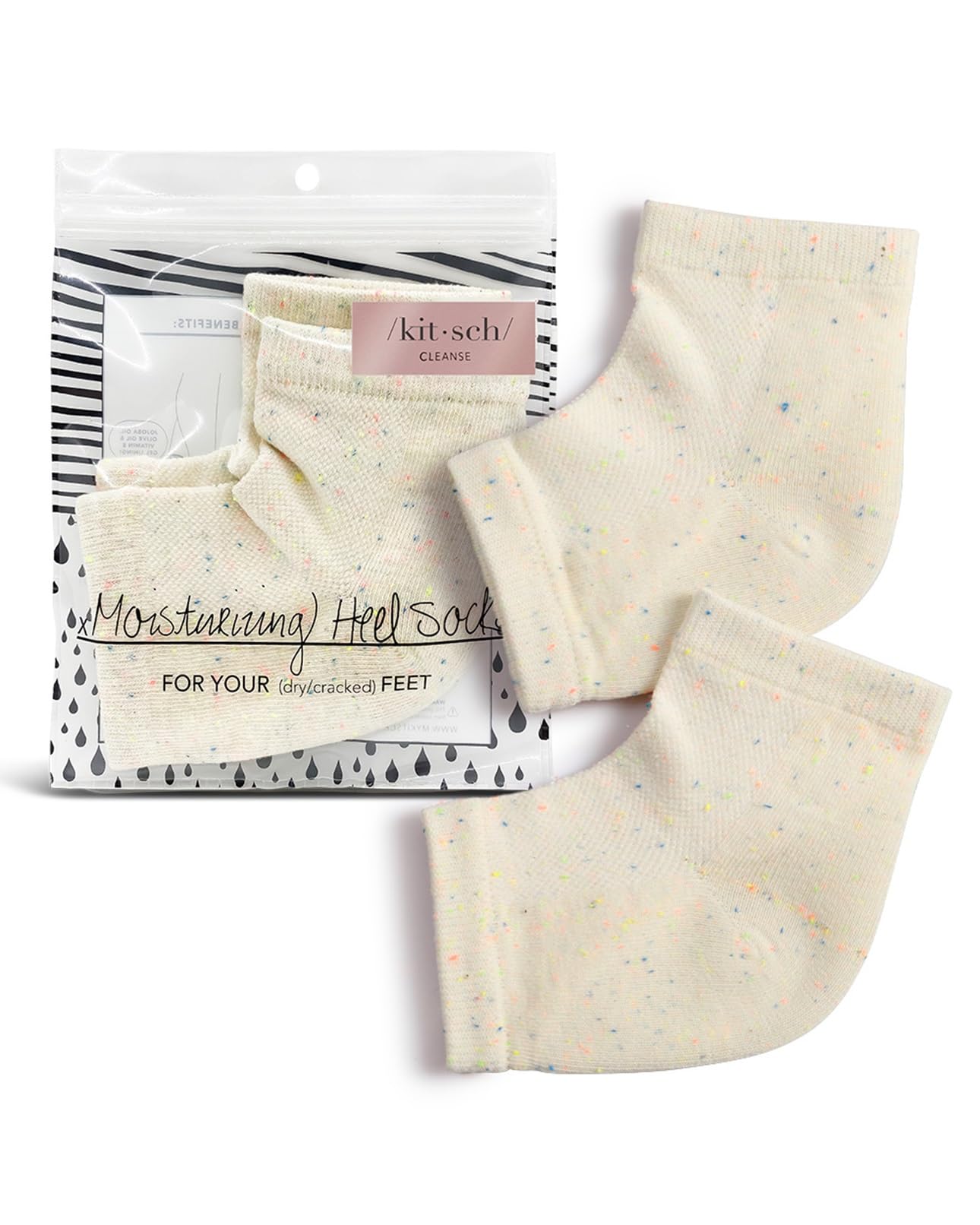 Kitsch Moisturizing Socks for Cracked Heel Treatment – Reusable Spa Socks for Women & Men with Insulated Gel Lining - Overnight Heel Socks for Dry Cracked Feet, Hydrating, Open-Toe Design - 1 Pair