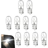 Fiknonk 10 PCS Instrument Cluster Bulbs T10 168 192 Bulb, 12V 5W W5W Halogen License Plate Dash Light Bulbs, Universal for Most Cars, Trucks, SUVs (White)
