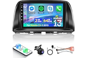 NHOPEEW [2+64G] Car Stereo for Mazda CX5 CX-5 CX 5 2012-2015 - Wireless Carplay and Android Auto - 9 inch Touchscreen Android 13 Radio - GPS Navigation,WiFi,Bluetooth,FM/RDS Radio,EQ,SWC + AHD Backup Camera