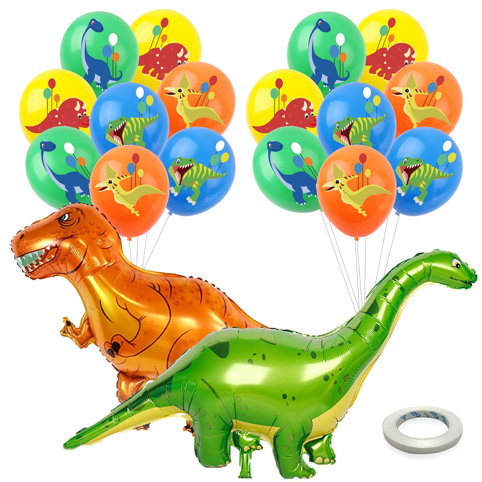 Cosysparks Dinosaur Balloon, 18Pcs 3D Giant Dinosaur Foil Balloons Inflatable with Dinosaurs Latex Balloons Dinosaur Party Balloons for Birthday Party Decorations Baby Shower
