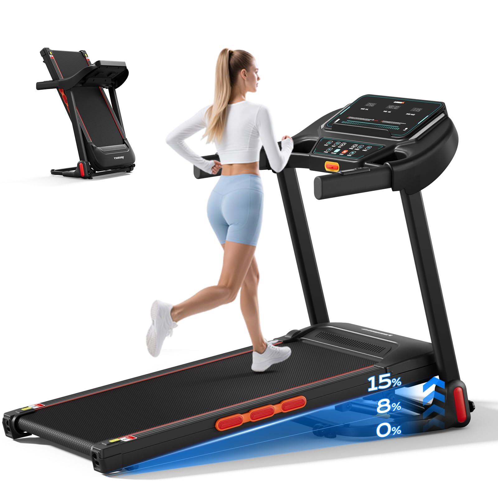 Photo 1 of LIJIUJIA Treadmill for Home,Treadmills with 0%-15% Auto Incline,3HP Bushless,300 LBS,LED Display,Pulse Monitor