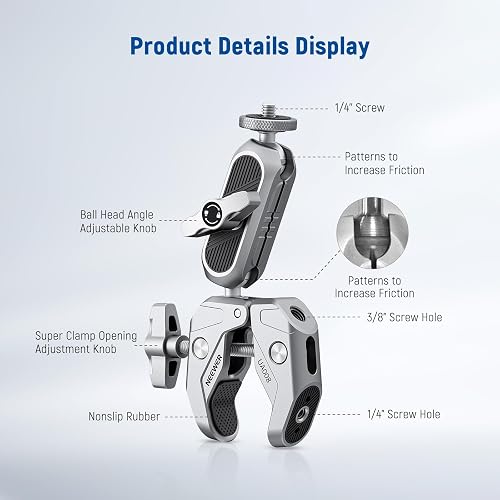 Reflex Camera Super Clamp & Magic Arm Mount With Double Ball Head – 2kg Load Capacity, 1/4\" & 3/8\" Screw, Adjustable For Monitors, LED Lights, Mics
