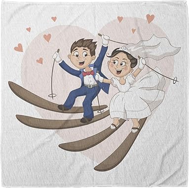 Amazon Com Lunarable Unisex Bandana Wedding Bride Groom Skiing Cartoon Brown Blue And Coral Clothing Amazon Com Lunarable Unisex Bandana Wedding Bride Groom Skiing Cartoon Brown Blue And Coral Clothing