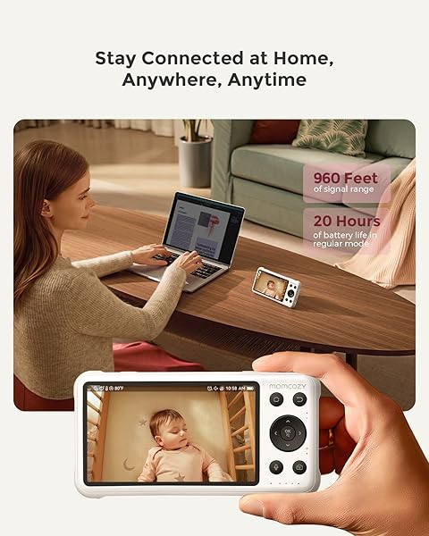 MOMCOZY SMART WIFI BABY MONITOR WITH CAMERA AND AUDIO, 5″ 1080P SCREEN WITH WALL MOUNT, MOTION & CRY DETECTION, SAFE FENCE, CLEAR NIGHT VISION, 5000MAH BATTERY, 2-WAY TALK, PHOTO & VIDEO RECORDING
