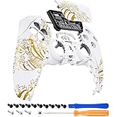 eXtremeRate Touchpad Front Top Shell Compatible with ps5 Controller BDM-010 020 030 040 050, The Great Golden Wave Off Kanagawa - White Replacement Shell Touch Pad Cover Compatible with ps5 Controller