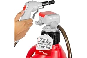 TERA PUMP - Next Gen Auto Stop Fuel Pump - 3x Protection w/Power Switch Nozzle, 4.25-ft XL Vinyl Hose, Flexible Intake Hose, Built-In Adapter (+ Utility Jug Adapter), for Gasoline, Diesel (2.3 GPM)