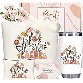 DHQH Teacher Appreciation Gift Set: 20oz Insulated Tumbler & Canvas Tote Bag Box for Women Educators -Birthday, Thank You, Holiday Presents