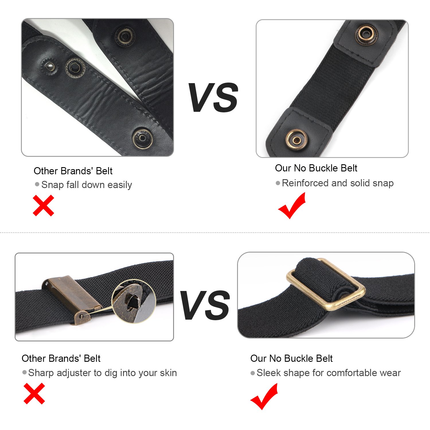 JasGood Gürtel ohne Schnalle Gürtel Elastischer Gürtel Unsichtbare Gürtel Dehnbarer Gürtel für Damen & Herren Justierbar Stretchgürtel mit Leichter Stil Gürtel Stilvoll Gürtel Neutral Für Jeans Hosen