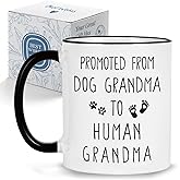 Grandmas Gifts from Grandchildren - Dog Grandma to Human Grandma mug 11oz, Funny Baby Reveal Gift for New & Expecting Grandmas, Ceramic Cup with Heartwarming Quote, Christmas Birthday Gifts