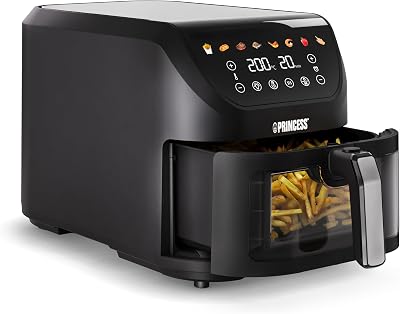 SlimFry Airfryer, 8L Fassungsvermögen, 2000W, 8 Programme, Digitales Touchscreen, Einstellbare Temperatur, Sichtfenster, Automatische Abschaltung, Spülmaschinenfest, 182257