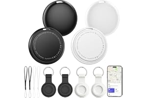 FVJ Air Tracker Tags 4 Pack, Bluetooth Smart Tag for Item Finder, Compatible with iOS Find My, Replaceable Battery & Long Battery Life, Item Locator for Keys, Luggage, Bags, Wallet with Key Chain