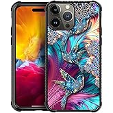 AshaPro Compatible with iPhone 15 Pro Max Case Reinforced Four Corner Shock-Absorbing Anti Slip Soft TPU Frame Case Compatible with iPhone 15 Pro Max 6.7inch for Girls/Women Pattern Diamond Bird