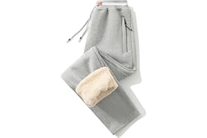 FoxQ Mens Fleece Lined Sweatpants with Zipper Pockets Winter Sherpa Lined Pants Straight Leg Open Bottom