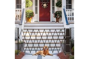 TSAYAWA Retractable Fence Outdoor, 205" Wide Expandable Driveway Gate for Dogs,Aluminum Portable Safety Gates for Backyard, Garage, 17 Feet Temporary Fences with Casters,Grey