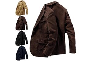 Mens Vintage Casual 2 Button Corduroy Blazer Jacket, Sport Coat Men Cotton Slim Fit Business Office Work Suit Jacket