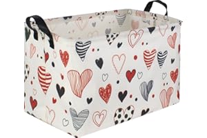 Sanjiaofen Rectangular Kids Storage Basket,Heart Storage Basket Organizer.Cute Storage Bin with Handles. Love Basket,Girls Room Decor,Toys Box,Books Basket, Gifts Basket Empty.. (Line Love)