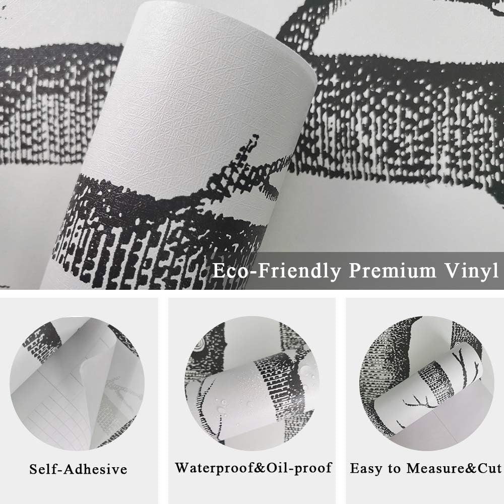 Ohmywor Self Adhesive Wallpaper Birch Tree Wallpaper Peel and Stick Black and White Vinyl Film Roll for Bedroom 45x600CM - Image 3