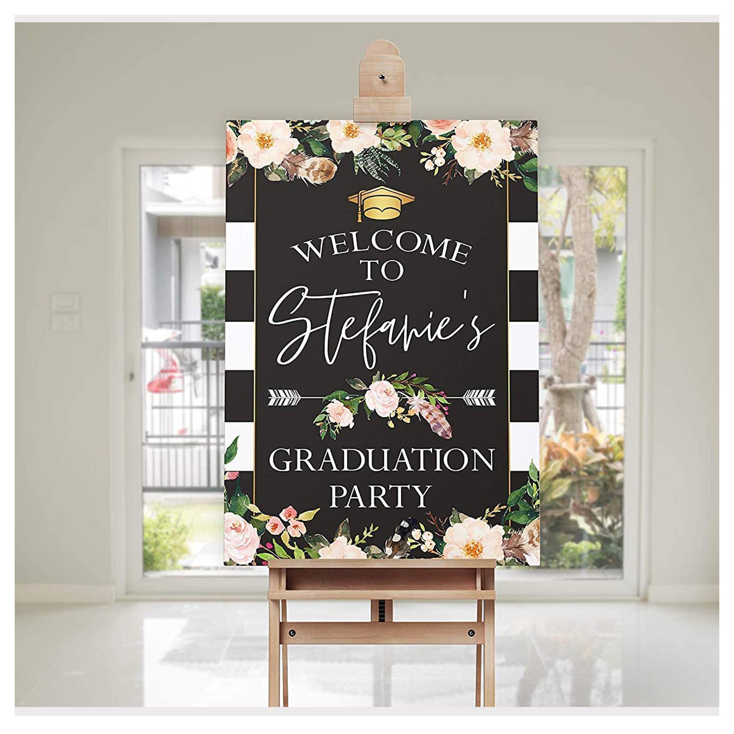 Boho Graduation Sign, Floral Graduation Poster Size 24x18