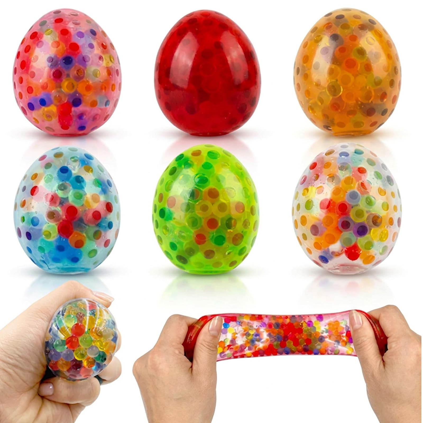 6 Pack Easter Egg Stress Balls, Easter Egg Fillers, Basket Stuffers Essentials, Party Favors Gifts