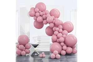 PartyWoo Mauve Balloons 100 pcs Different Sizes of 18 12 10 5 Inch Dusty Dark Boho Pink Latex Balloon Arch Kit Garland for Baby Shower Bridal Shower Wedding Birthday Party Decorations Pink-F30