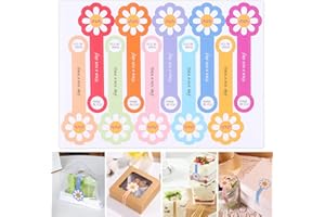 Beyonday 300pcs Handmade Lollipop Baking Stickers for Cake Box/Tins/Jars/Coffee Cups/Bottles, Long Label Flower Sealing Bakery Stickers for Gift Wrapping Self-Adhesive Tamper Evident Seal Labels