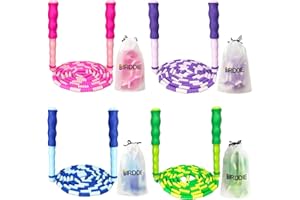 BIRDDIE Soft Beaded Jump Ropes, Adjustable Length Skipping Rope, Tangle Free Segmented Jumping Rope for Kids and Adults Exercise, Fitness 9.2 Ft