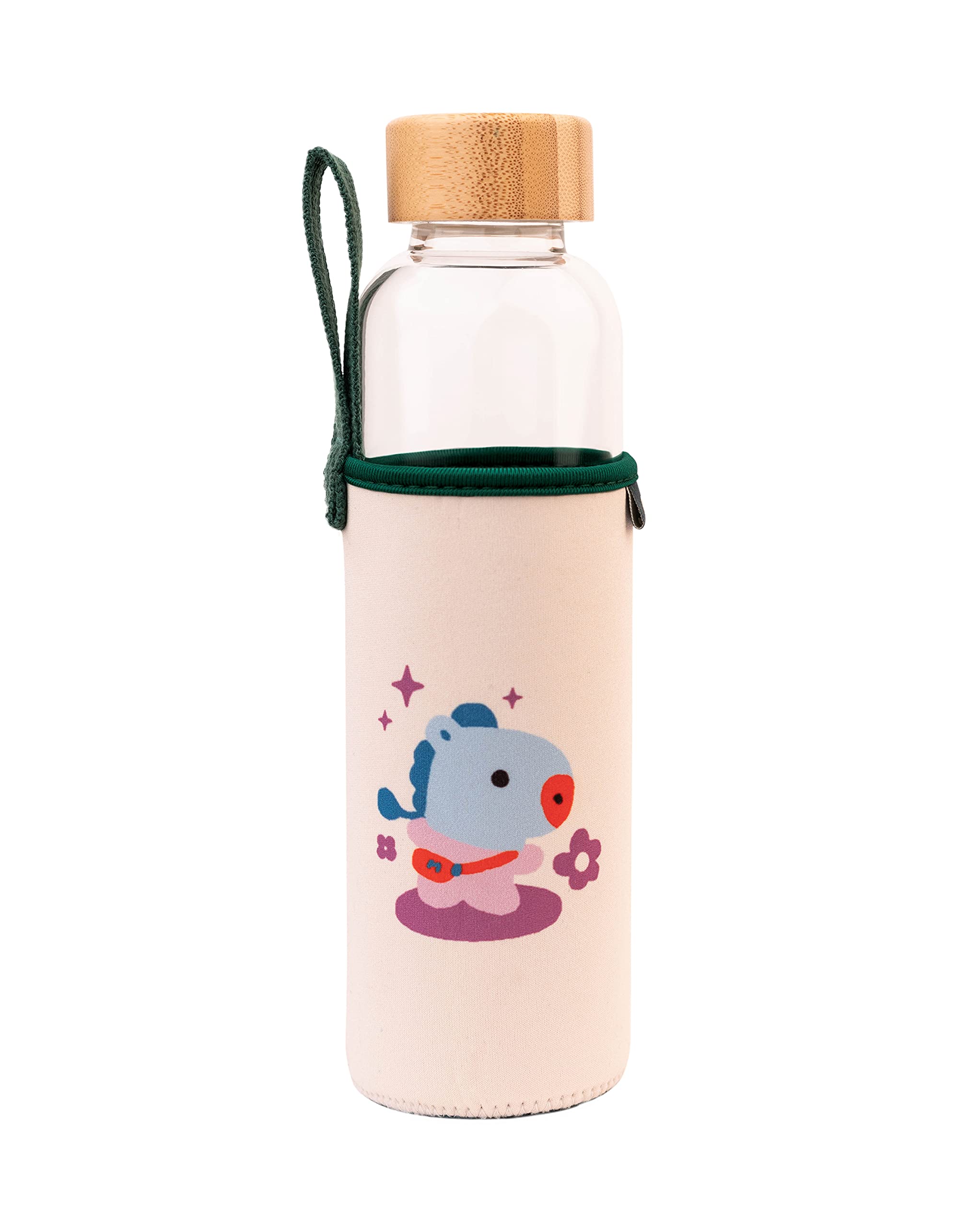 Grupo Erik Glass Water Bottle - Mang BT21 Merch | 17oz - 500ml Water Bottle Hot and Cold, Gym, Travel Bottles | Kawaii Gifts Under 15 Pounds, Kawaii Stuff