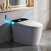 Smart Toilet w/Elongated Heated Seat Dual Auto Flush Manual Seat&amp;Lid | Tankless Electric One Piece Toilets for Bathroom with Night Light LED Display Siphon Dual Flush 0.8/1.2 GPF MAP 1000g