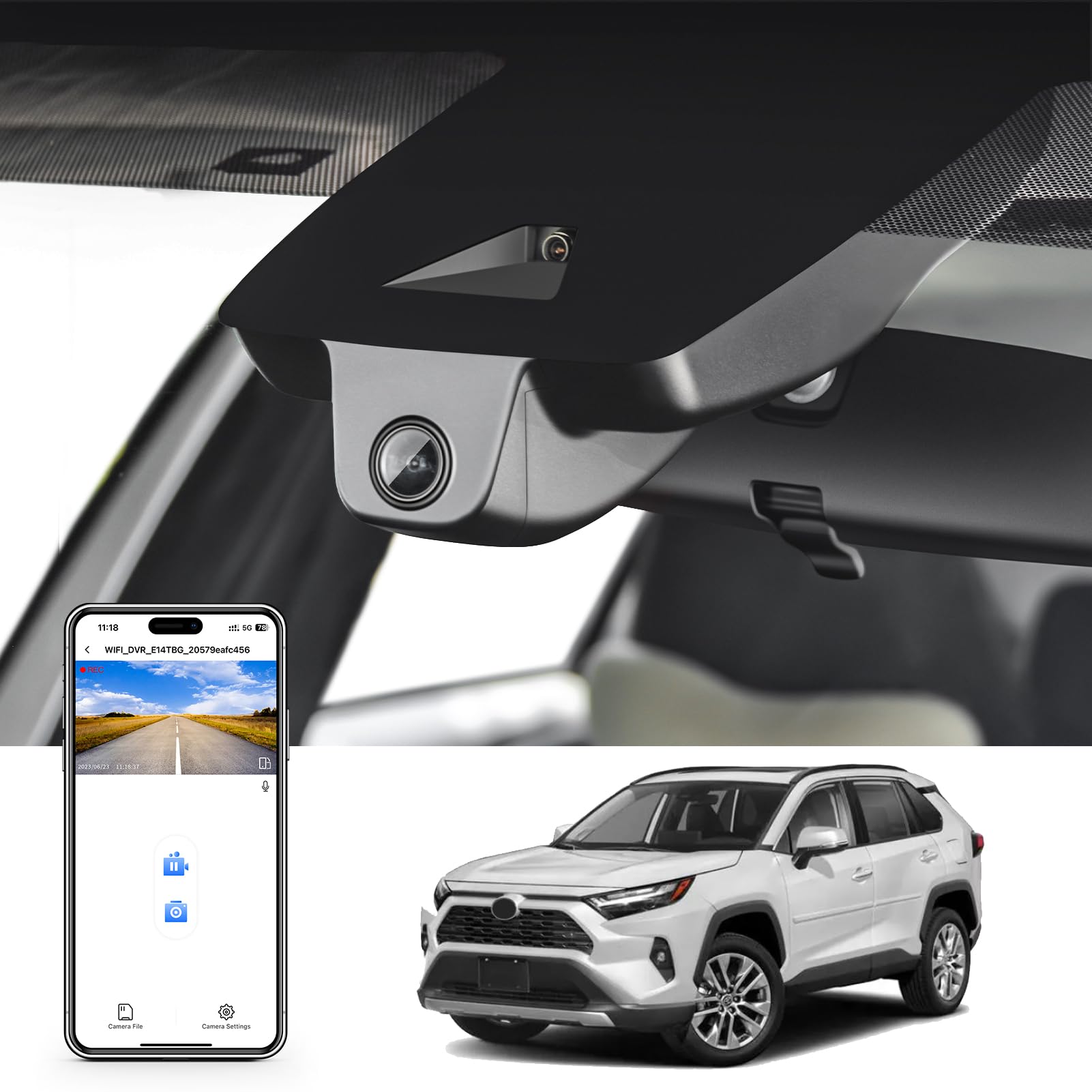 mangoal 4K Dash Cam Custom for Toyota RAV4 & RAV4 Hybrid Gen5 2022 2023 2024 2025 (Model B) with Vent Hole,LE Limited SE Adventure XLE Premium XSE,OEM Look, UHD 2160P Video, WiFi & App, 64GB Card
