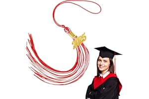 QOIUSO 2025 Red White Graduation Tassel: Class of 2025 Tassel for Graduation Cap 2025, Charm Cap Decorations, Charm Ceremonies Accessories for Graduates - 1 PCS with Gold Date