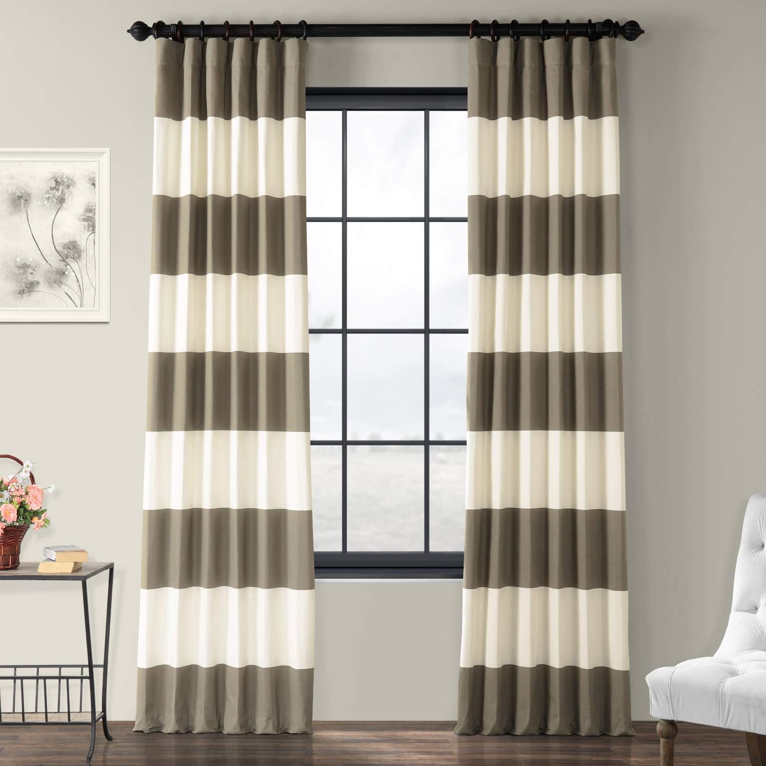 Best living room curtains brown stripe