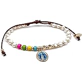 Mother Mary Freshwater Cultured Pearl Adjustable Catholic Bracelet